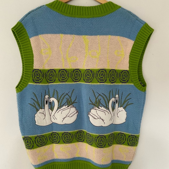 House Of Sunny Swan Lake Vest UK 14 Chunky Knit Jumper ASO The White Lotus - Picture 11 of 13